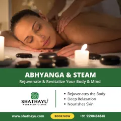 This image captures the serene experience of Abhyanga and Steam. This treatment rejuvenates the body, provides deep relaxation, and nourishes the skin, leaving you feeling refreshed and revitalized.