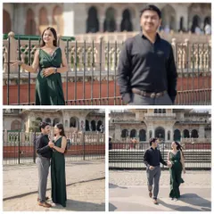 A series of candid and posed shots at the Albert Hall Museum, showcasing the versatility of this Jaipur landmark for a pre-wedding session.