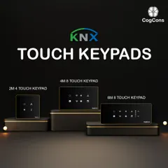 We offer a family of KNX touch keypads in various sizes to fit standard electrical boxes. This range ensures a consistent aesthetic and user experience throughout your home, from a simple 2-module switch to a comprehensive 8-module keypad.