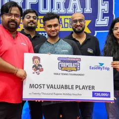 We congratulate our senior player, Ashwin H, on being named the Most Valuable Player at the AsiaNet All India Corporate tournament. His success highlights that our training benefits adults and corporate professionals, not just junior players.