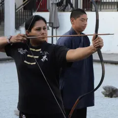The art of archery requires immense focus, a steady hand, and a calm mind. Here I am practicing traditional archery, a discipline that complements our Kung Fu training.