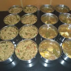 A large order of homemade Fried Rice and Chilli Paneer. Even when cooking in bulk for parties, we use fresh ingredients and less oil to maintain that authentic, light taste.