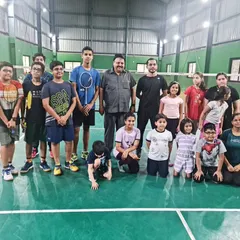 A group photo of our players with Mr. Ajay Singhania, the general secretary of the Badminton Association of Haryana. His visit was a great source of motivation for our young athletes.