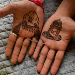 Another shot of the groom's mehendi, highlighting the intricate details in the peacock and doli motifs.