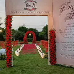 The fairytale begins here. This "Once Upon a Time" storybook entrance is one of my favorite ways to tell the couple's story right from the moment guests arrive.
