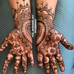 A beautiful heart-shaped design for Raksha Bandhan. The two hands come together to form a heart, symbolizing the bond between siblings.