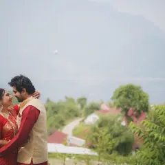 A romantic couple portrait set against a breathtaking landscape. I love using natural environments to create a sense of scale and story for pre-wedding photography.
