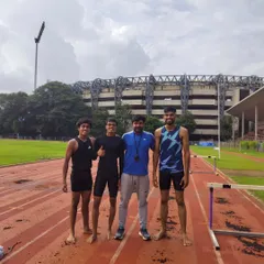 With some of my senior athletes after a hurdle training session. Their hard work and leadership inspire the younger members of the squad.