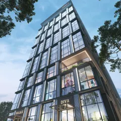 Located in Surat, the diamond city, this commercial building's minimalist design is inspired by the facets of a diamond. The clean lines and elegant glass façade create a timeless and sophisticated presence in the heart of the city.