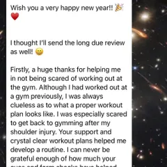 Nothing makes me happier than seeing my clients build confidence. This client went from being scared of the gym after an injury to feeling confident and independent with her workouts, thanks to a clear, tailored plan.