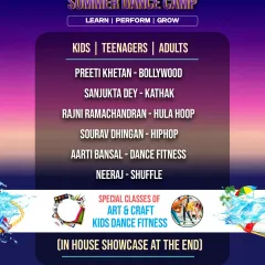 Here's the amazing lineup of instructors for our Summer Dance Camp. We bring in experts for Bollywood, Kathak, Hula Hoop, Hip-Hop, and more to give students the best training.