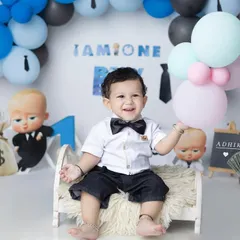 The boss baby has arrived! This fun 'I am one boss' theme is a creative and hilarious way to celebrate his first birthday, complete with a briefcase and money bags.