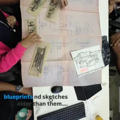 blueprints and sketches older than them… sharing the history of the practice with younger architects.