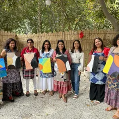The wonderful group of women from a recent Texture Art workshop, all holding their finished pieces. It was a day filled with creative energy, learning, and shared memories. Each canvas tells a different story.