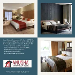 Our Guest Room Management Systems (GRMS) are designed to enhance the guest experience through comfort and personalization. This collage shows various hotel room setups where guests can control lighting and shades to their preference, while the hotel benefits from energy savings and operational efficiency.