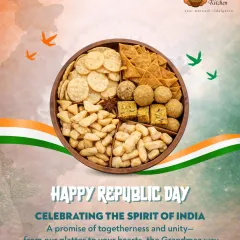 We love celebrating the spirit of India with flavours that unite us all. This platter, created for Republic Day, showcases a variety of our snacks and sweets like Nimki, Besan Laddoo, and Mohanthaal. It’s a promise of togetherness, from our kitchen to your heart.