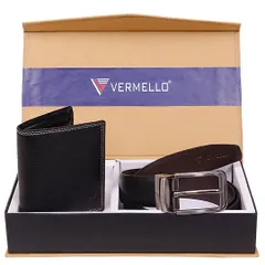 A classic combination featuring our black genuine leather wallet with contrast white stitching and a versatile reversible belt. This timeless set is a popular choice for bulk orders and corporate events.