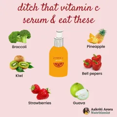 Before you reach for an expensive Vitamin C serum, try getting this powerful antioxidant from your food! Broccoli, kiwi, bell peppers, and strawberries are all packed with Vitamin C for naturally glowing skin.