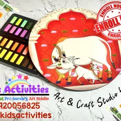 This image, featuring a beautiful Pichwai-style painting of a cow and calf, represents the blend of art and culture at my studio. I encourage creativity through various activities that also build social and emotional life skills.