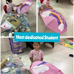 This young artist was so dedicated to her rainbow umbrella project. I love providing a space where children can focus and bring their creative ideas to life.