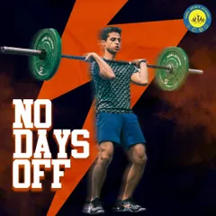 We believe in consistency. This image captures our "No Days Off" mentality, where every session is a chance to get stronger. Here, an athlete performs a clean, a core lift in our cross-functional strength program.
