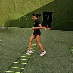 Quick feet, sharp mind. Every step in this ladder drill is about building coordination and speed, which translates directly to a more powerful stride on the road or track.
