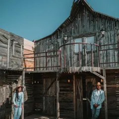 A wide shot of our rustic, Western-themed set. This is a fun and unique option for couples looking for a pre-wedding shoot that's a little different from the usual.