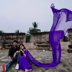 The pre-stitched design of this flying saree makes it easy to wear, while the long, lightweight trail creates this incredible, effortless drama.