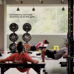 Consistency isn't just about showing up to the gym. It's about the people you train with. Here are some of our members working on glute bridges together.