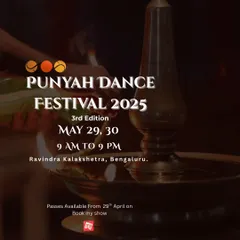 The Punyah Dance Festival is my passion project, a space for artists and art lovers to connect. This poster announces our third edition, a two-day immersive experience at Bangalore's iconic Ravindra Kalakshetra, filled with performances, workshops, and discussions.