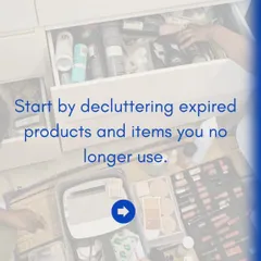 This series of tips shows how to transform your dressing table. Start by decluttering, then use turntables for perfumes, clear trays for daily essentials, and labeled bins for lesser-used items.