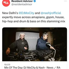 A screenshot of the tweet from Resident Advisor about our mix. We blended everything from Amapiano and Gqom to House and Hip-Hop.