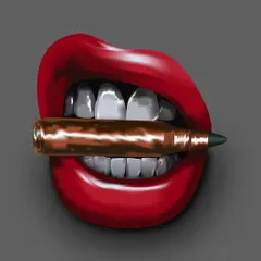Bite the bullet, or take the blow. A high-contrast digital painting exploring the idiom about enduring a difficult situation. The vibrant red lips against the metallic bullet creates a powerful visual.