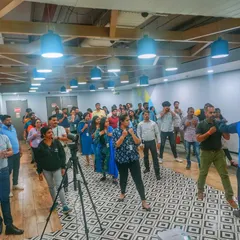 I am demonstrating a basic defensive posture to the staff. These workshops focus on simple, easy-to-remember moves that can be effective in a real situation.