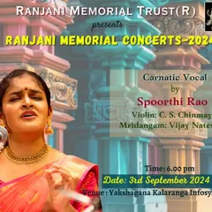 An announcement for my Carnatic vocal concert for the Ranjani Memorial Trust in Udupi, a performance I was very much looking forward to.