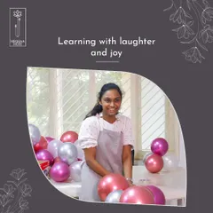 Learning with laughter and joy is my motto. This student is all smiles during a group balloon workshop, showing that creativity and fun go hand in hand.