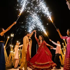We love creating grand entrances that are full of energy and love. For Aeshna and Anirudh's beach wedding in Goa, we lined the aisle with their friends holding sparklers, creating a dazzling pathway as the couple danced their way into their new beginning.
