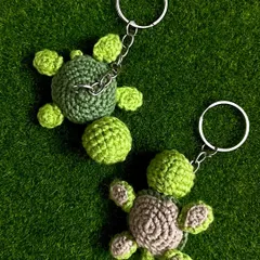 I also offer color variations for my turtle keychains. This one features a light brown shell, showing how you can customize your little friend.