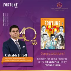 We are proud that our Partner, Rishabh Shroff, has been recognized in Fortune India's '40 under 40' list, highlighting our firm's dynamic, forward-looking leadership. This blend of legacy and modern perspective is key to how we advise the next generation of family business leaders.