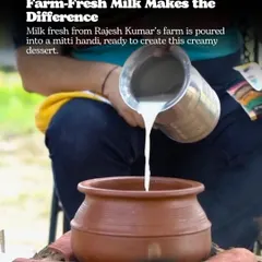 What makes our Makhana Kheer so special? It starts with farm-fresh milk, poured into a mitti handi, ready to be slow-cooked over a chulha. This is tradition in a pot.