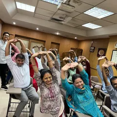 The smiles say it all. It was wonderful to see the enthusiastic participation from the employees at SMC's headquarters. Even a short yoga break can boost energy and focus for the rest of the workday.