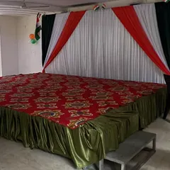 Another angle of the stage setup, showing the side view and the overall arrangement in the hall.