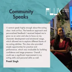 Community speaks. A testimonial from a student who found our acting class invaluable for building confidence, stage presence, and personal skills.
