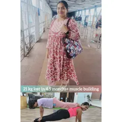 This is a powerful transformation. This student lost 21 kgs in 4.5 months and built incredible muscle strength through traditional yoga and an Ayurvedic diet plan.