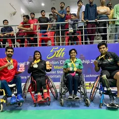 Our para-athletes at the 5th National Para Badminton Championship. We came back with seven medals. This is the result of pure grit and determination from our wheelchair and standing para-athletes.