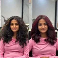 For those who want to make a statement. This client came in with faded, curly hair and left with a vibrant global red color that is bold, beautiful, and full of life.