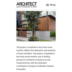 Our design for the Meghana Foods corporate office, a collaboration with Atelier 108, was featured in Architect and Interiors India, celebrating the project's creative and dedicated execution.