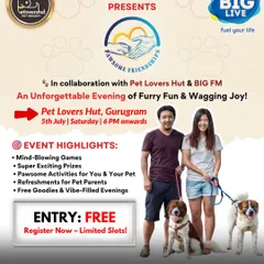 This event poster for our 'Pawsome Friendships' collaboration with HDFC Bank and BIG FM shows the kind of professional events we can host. We are a trusted venue partner for major brands looking to engage the pet parent community.