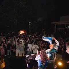 A moment of celebration on stage in Delhi. The energy was so high, the crowd brought flags and pure passion to the dance floor.