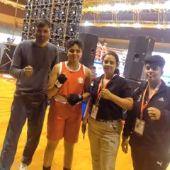 Standing with my fighter and coaching team after a tough bout at the Sub-Junior Boxing Championship in Noida. Win or lose, we stand together. This is the spirit of our team, always ready for the next fight.